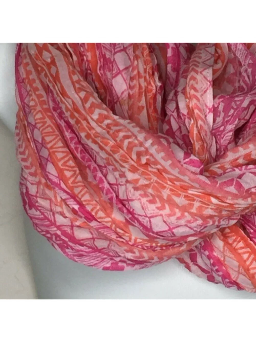 Womens Pink Orange White Pattern Infinity Scarf Accessories Fashion One Size